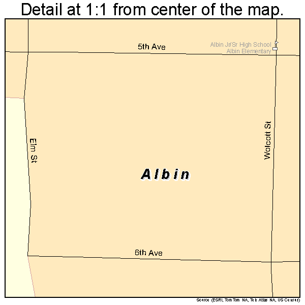 Albin, Wyoming road map detail