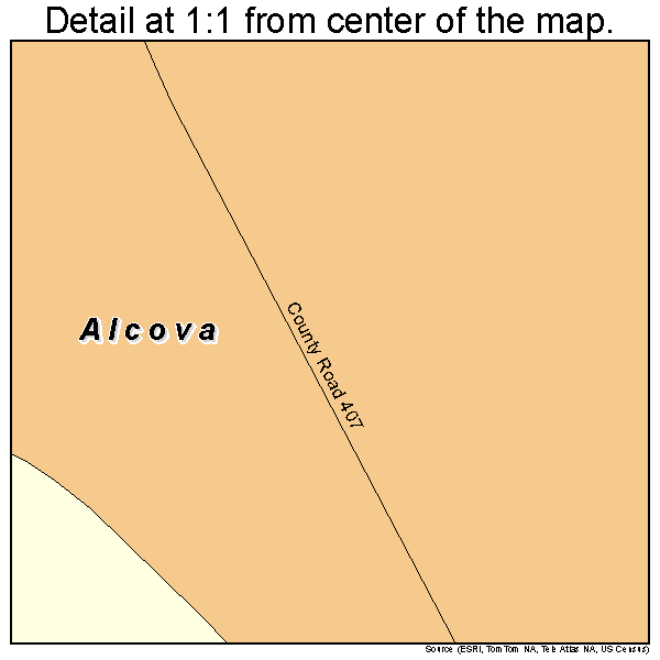 Alcova, Wyoming road map detail