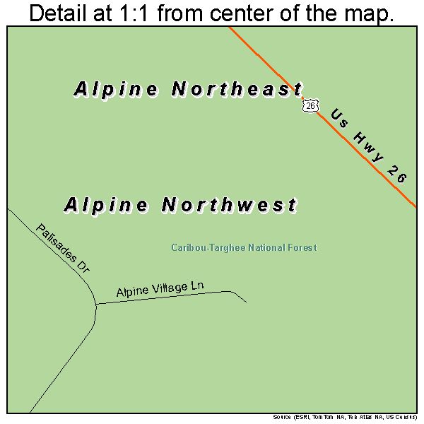 Alpine Northwest, Wyoming road map detail