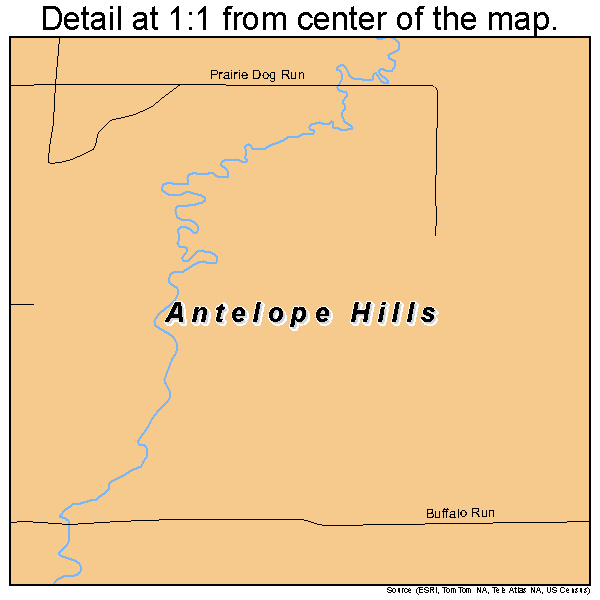 Antelope Hills, Wyoming road map detail
