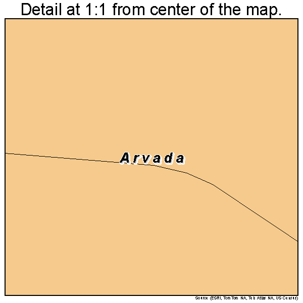 Arvada, Wyoming road map detail