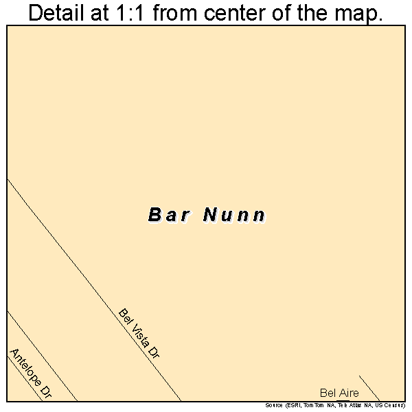 Bar Nunn, Wyoming road map detail