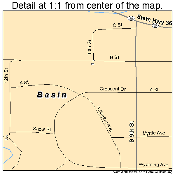 Basin, Wyoming road map detail