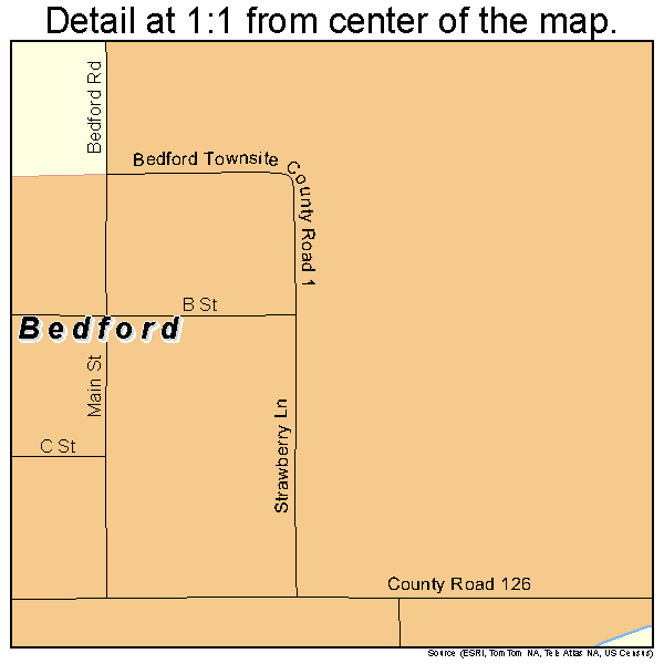 Bedford, Wyoming road map detail