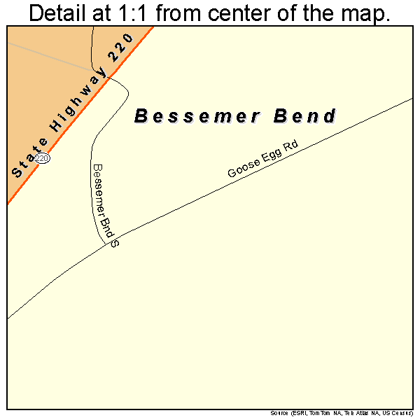 Bessemer Bend, Wyoming road map detail