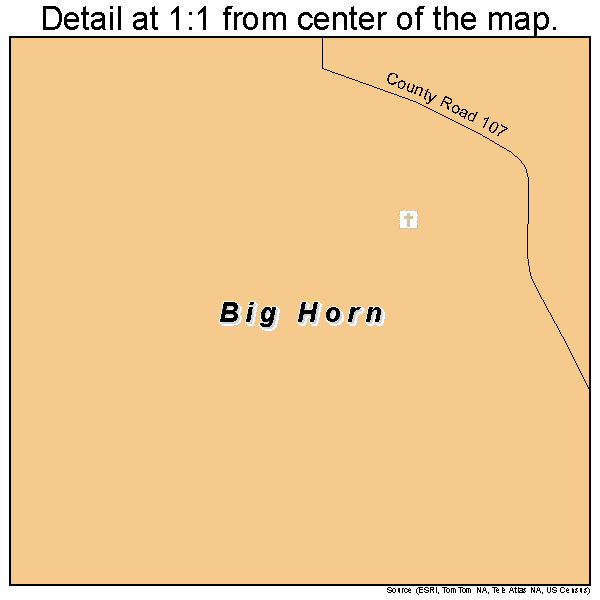 Big Horn, Wyoming road map detail