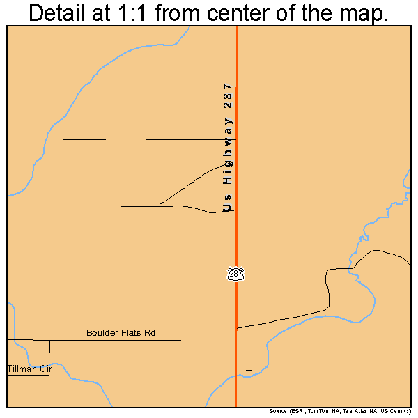 Boulder Flats, Wyoming road map detail