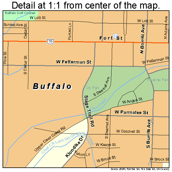 Buffalo, Wyoming road map detail