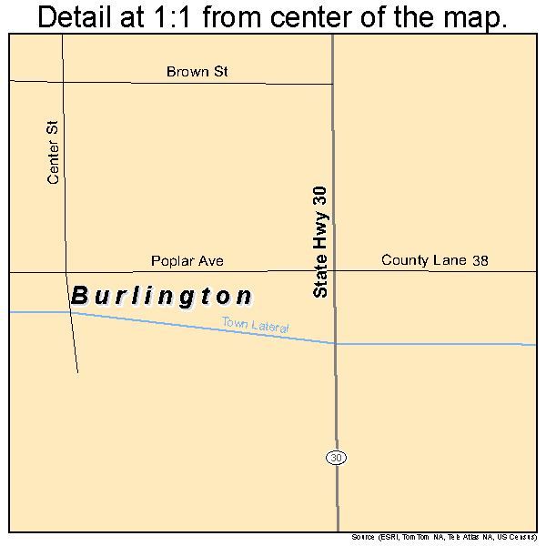 Burlington, Wyoming road map detail