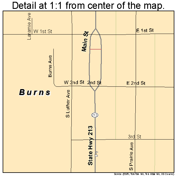 Burns, Wyoming road map detail