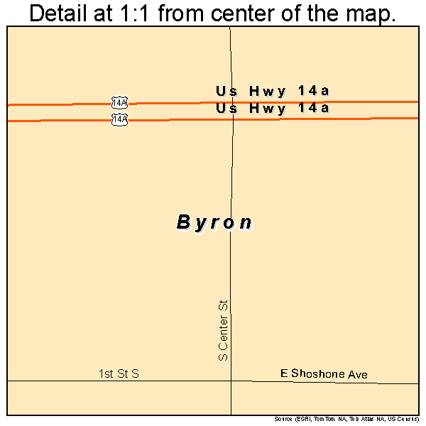 Byron, Wyoming road map detail