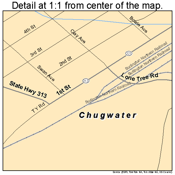 Chugwater, Wyoming road map detail