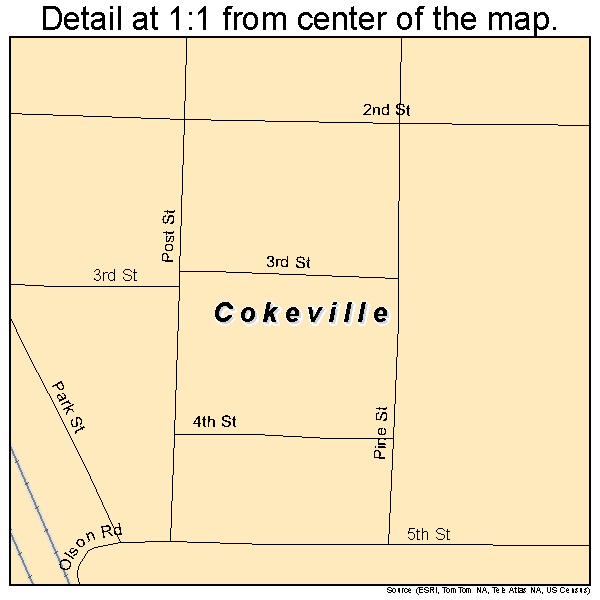 Cokeville, Wyoming road map detail