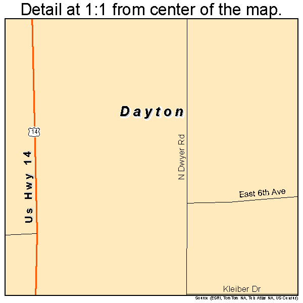 Dayton, Wyoming road map detail