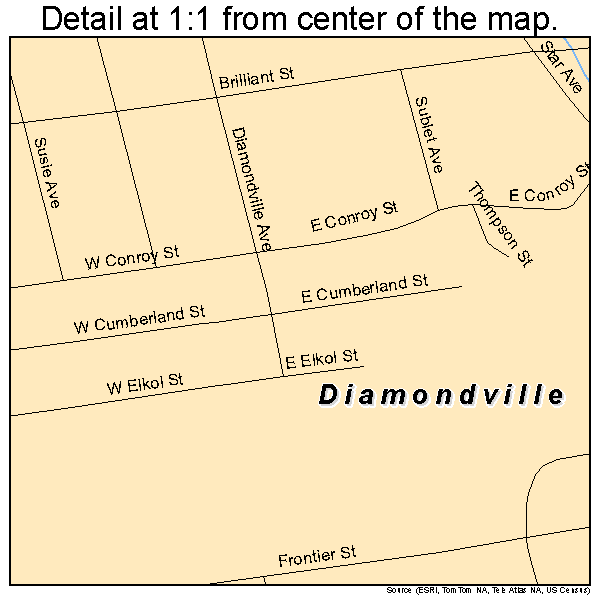 Diamondville, Wyoming road map detail