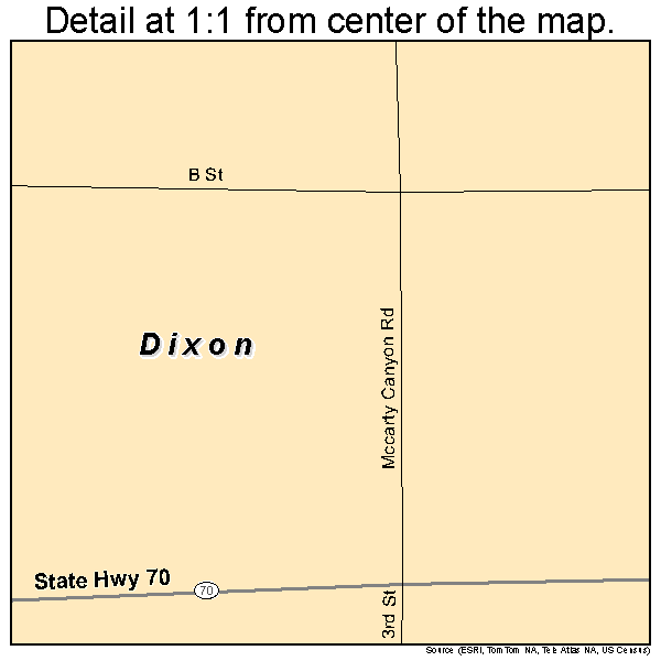 Dixon, Wyoming road map detail