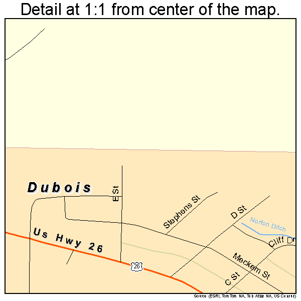 Dubois, Wyoming road map detail