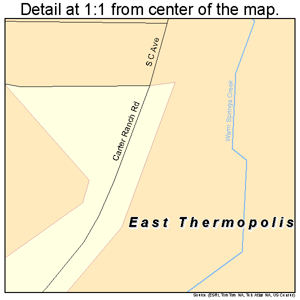 East Thermopolis, Wyoming road map detail