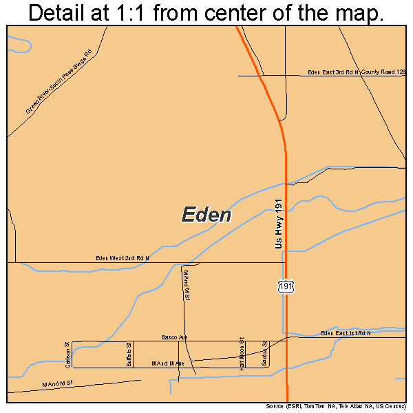 Eden, Wyoming road map detail
