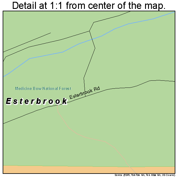 Esterbrook, Wyoming road map detail