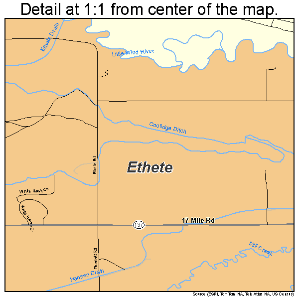Ethete, Wyoming road map detail