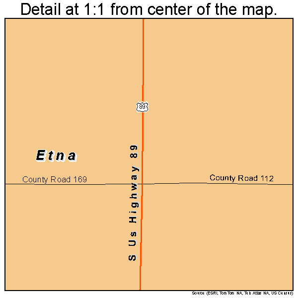 Etna, Wyoming road map detail