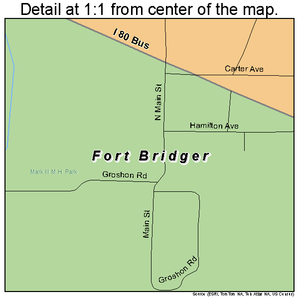 Fort Bridger, Wyoming road map detail