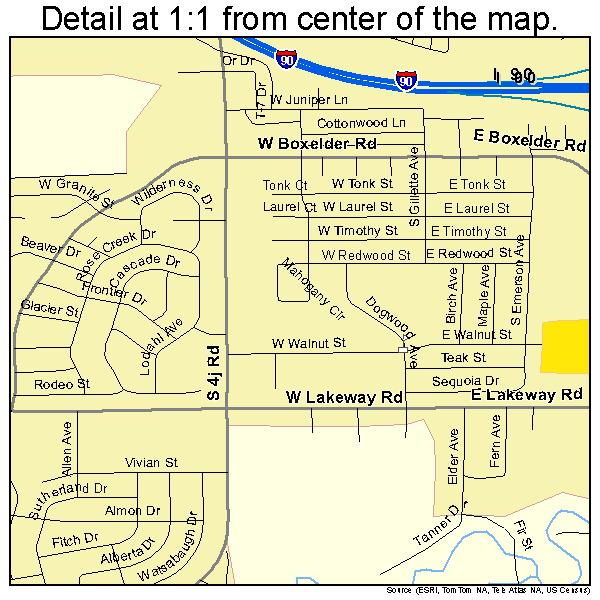 Gillette, Wyoming road map detail