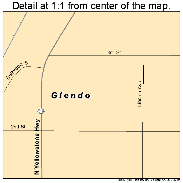 Glendo, Wyoming road map detail