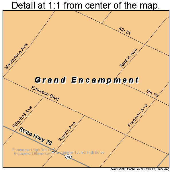 Grand Encampment, Wyoming road map detail