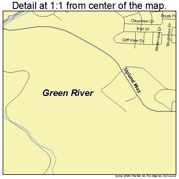 Green River, Wyoming road map detail