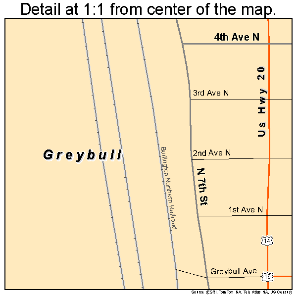 Greybull, Wyoming road map detail