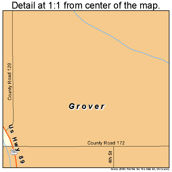 Grover, Wyoming road map detail