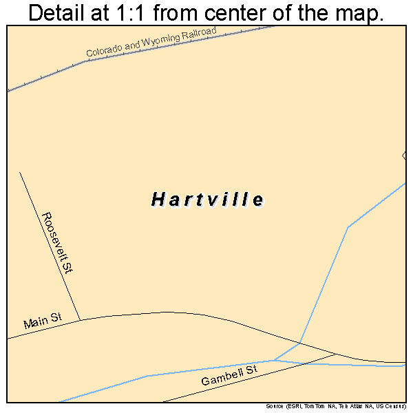 Hartville, Wyoming road map detail