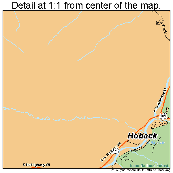 Hoback, Wyoming road map detail