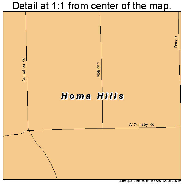 Homa Hills, Wyoming road map detail
