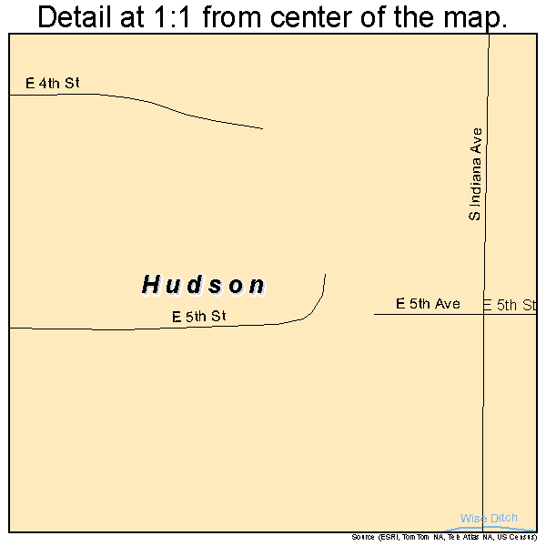 Hudson, Wyoming road map detail
