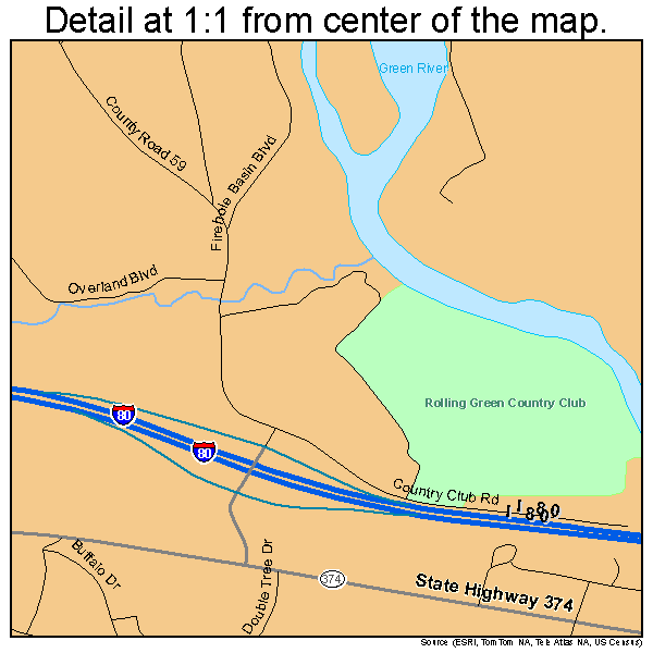 James Town, Wyoming road map detail