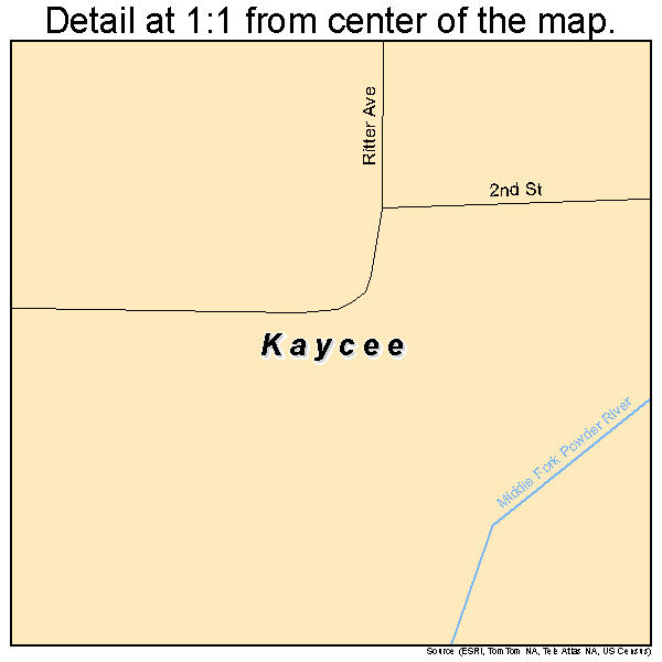 Kaycee, Wyoming road map detail
