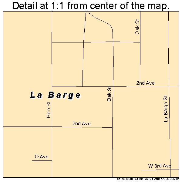 La Barge, Wyoming road map detail