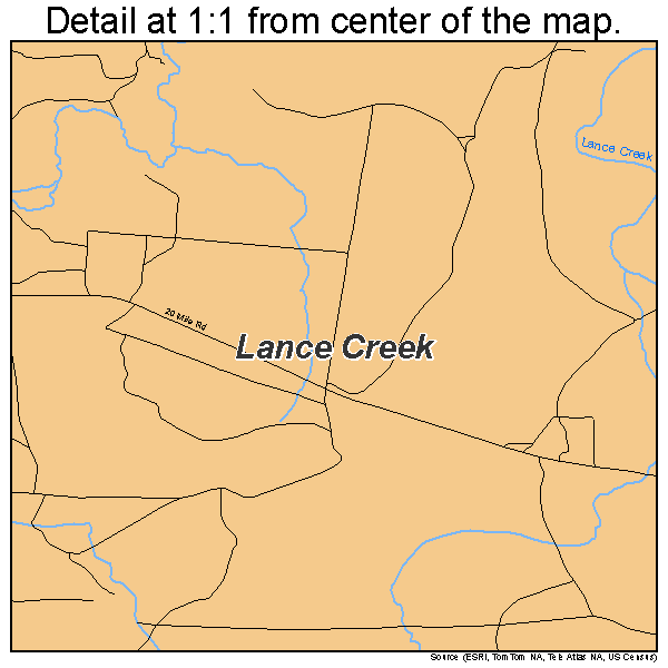 Lance Creek, Wyoming road map detail