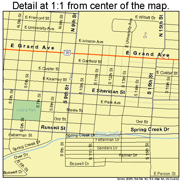 Laramie, Wyoming road map detail