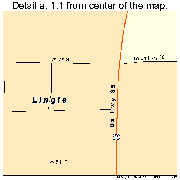 Lingle, Wyoming road map detail
