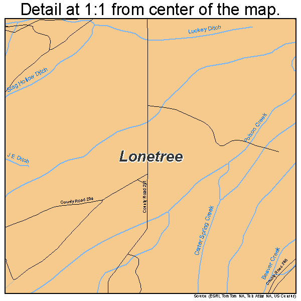 Lonetree, Wyoming road map detail