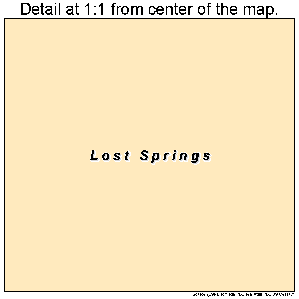 Lost Springs, Wyoming road map detail