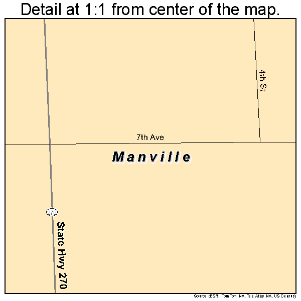 Manville, Wyoming road map detail