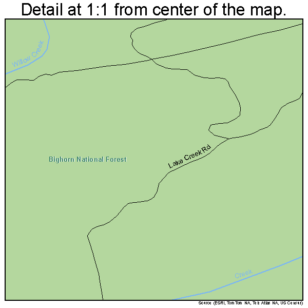 Meadow Lark Lake, Wyoming road map detail