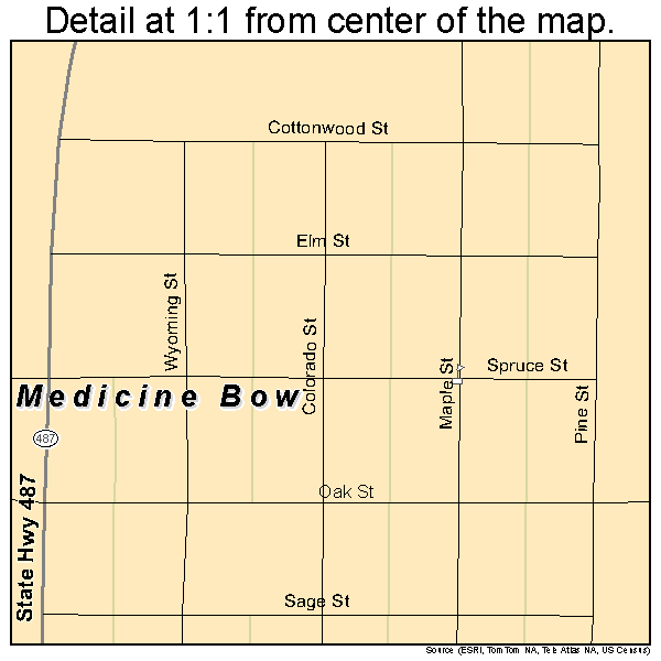 Medicine Bow, Wyoming road map detail