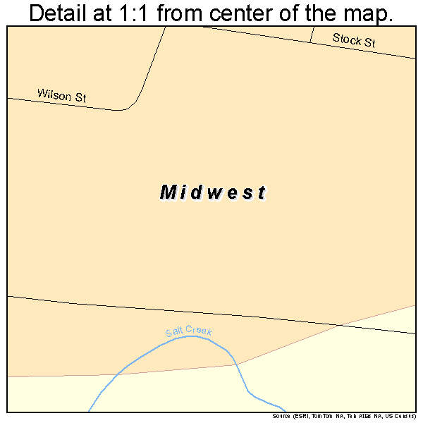 Midwest, Wyoming road map detail