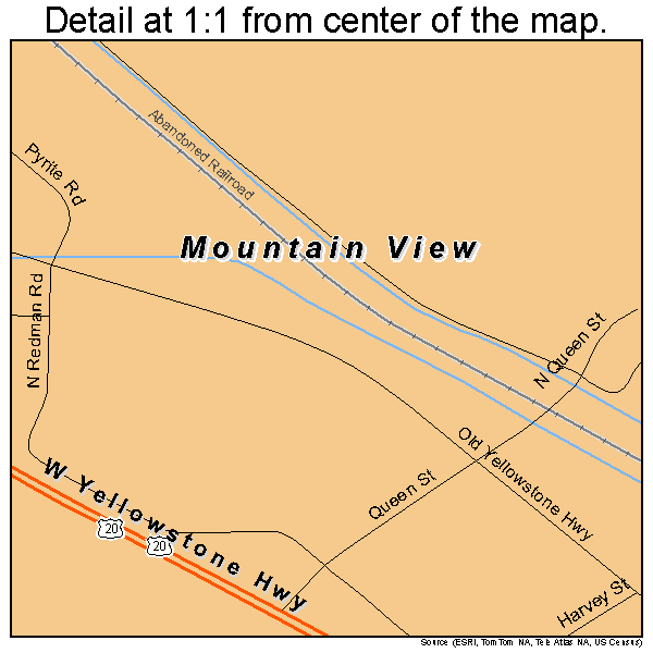 Mountain View, Wyoming road map detail